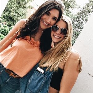 Orange strapless shirt